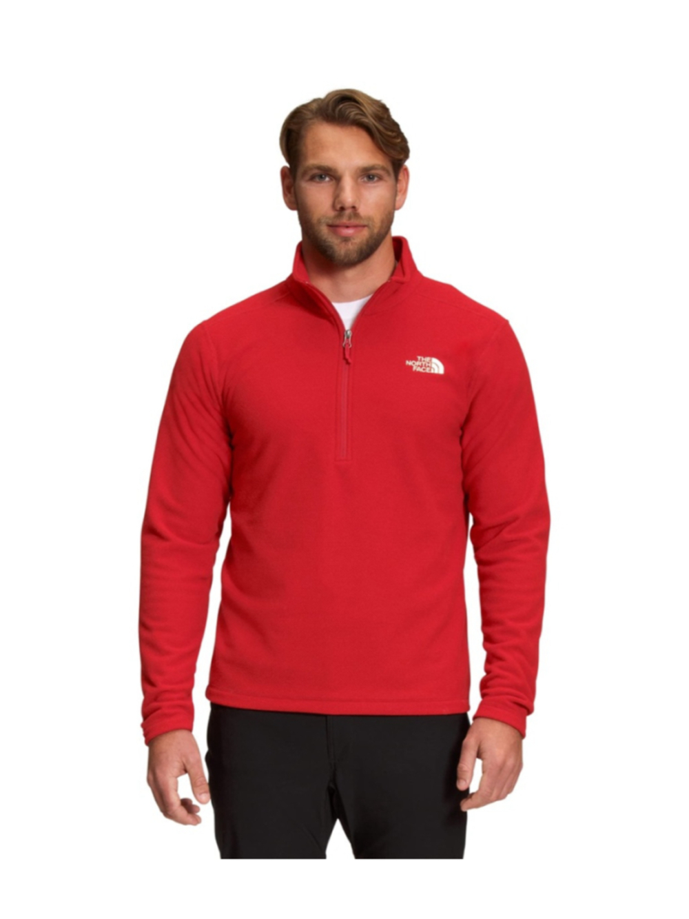 The North Face Red Textured Quarter Zip Fleece Pullover Sweater Men's Size XXL